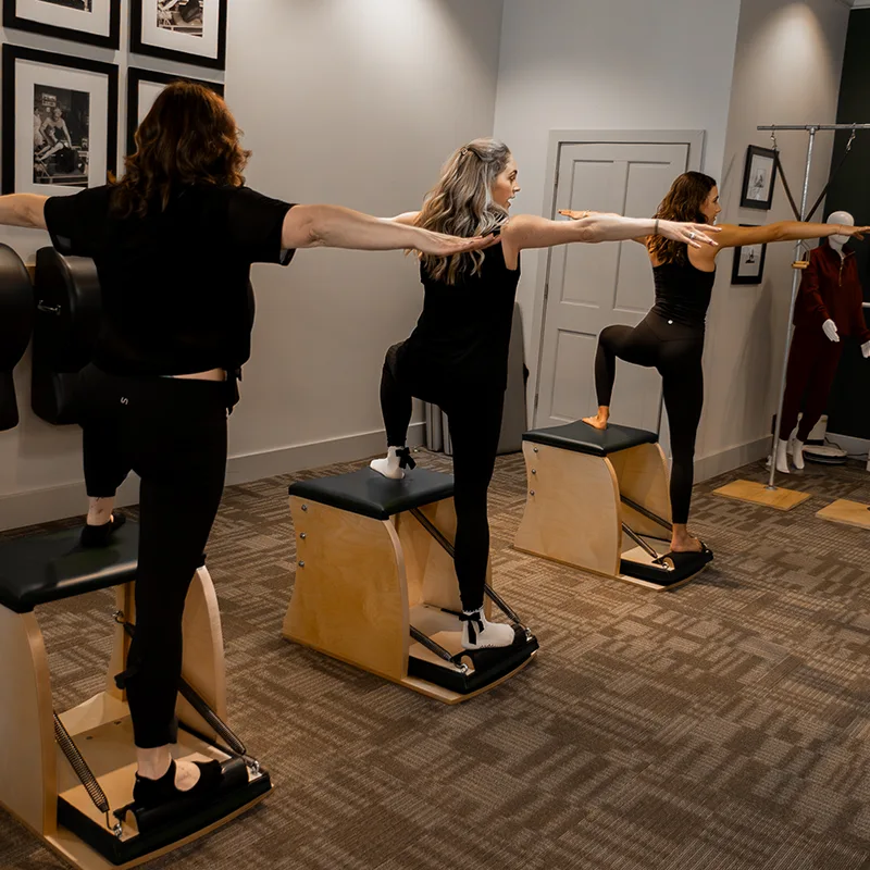 Virtual Pilates class with instructor guiding personalized workout for strength, mobility, and flexibility